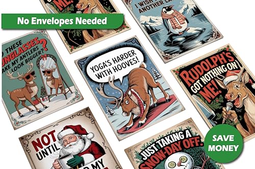 Funny Vintage Christmas Postcards for Mailing - (4"X6") Set Includes 48 Holiday Postcards