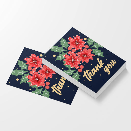 Merry Christmas Thank You Postcards - (50-Pack, 4" x 6")- Floral