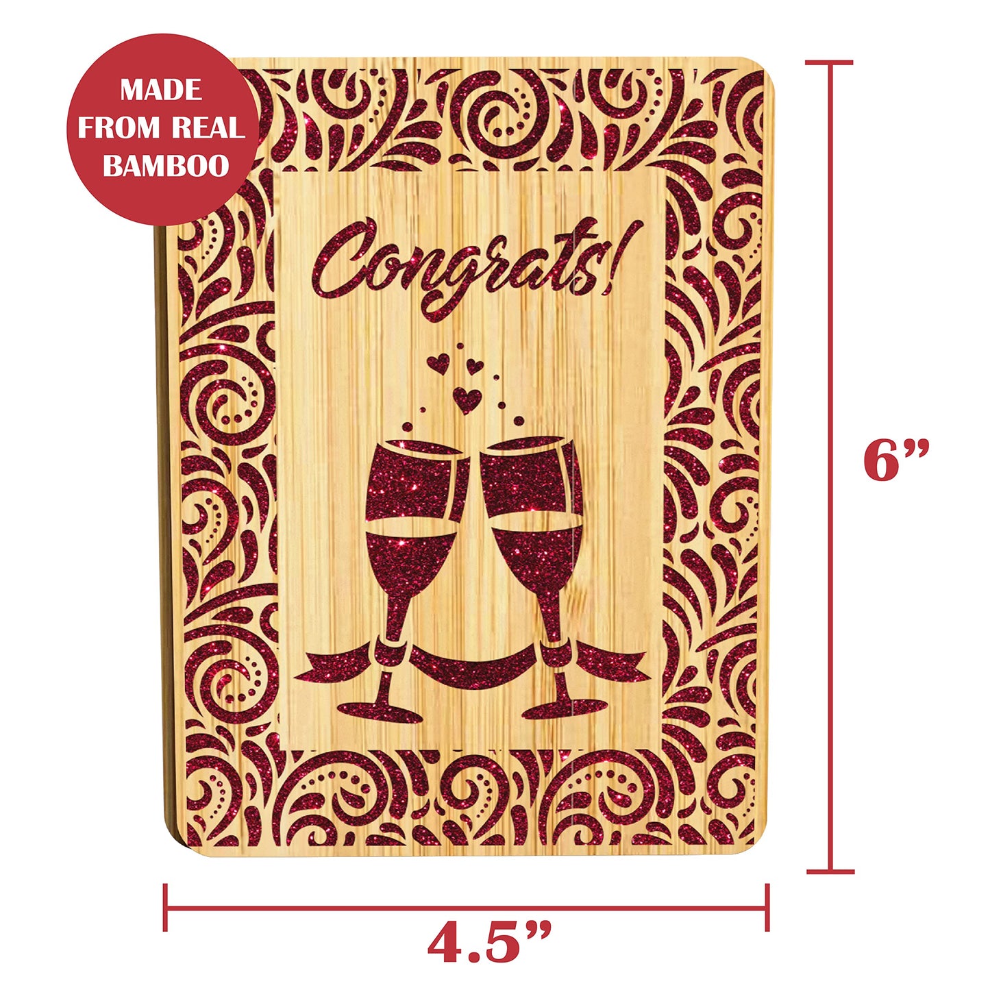 AGAPE LOVE CARDS Wedding Congratulations Card for Couple - Made From Real Bamboo | 6" X 4.5" - 1 Pack (Envelope Included) | Mr. & Mrs. Wedding Card for Bride and Groom (Just Married) (Engagement)