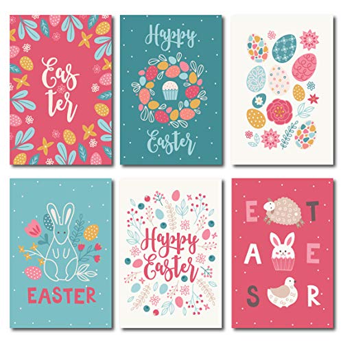 Happy Easter Postcards - (48-Pack, 6 Different Designs). 4"X6"