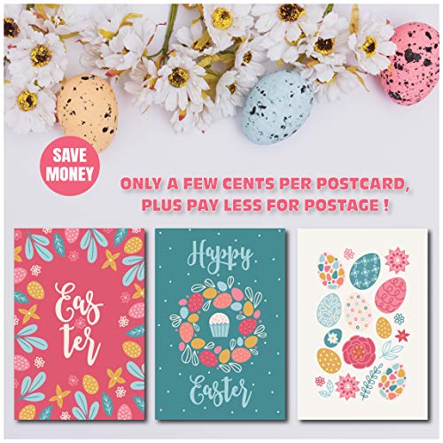 Happy Easter Postcards - (48-Pack, 6 Different Designs). 4"X6"