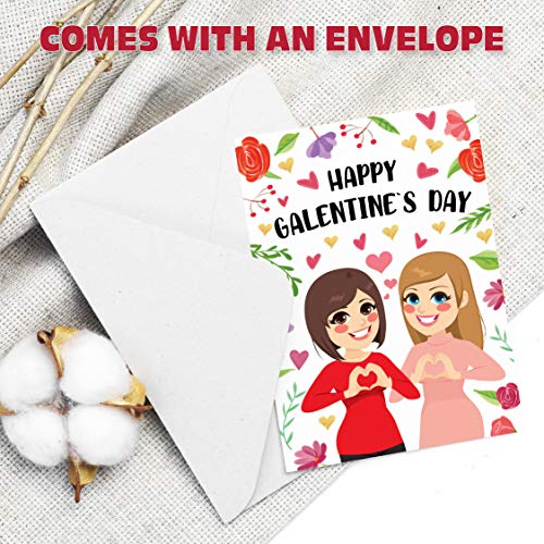 Happy Galentine's Day Cards - (12-Pack, 5 x 7 Inches), Parks and Recreation Themed Valentine's Day Cards Set (Comes With Envelopes) (12-Pack)