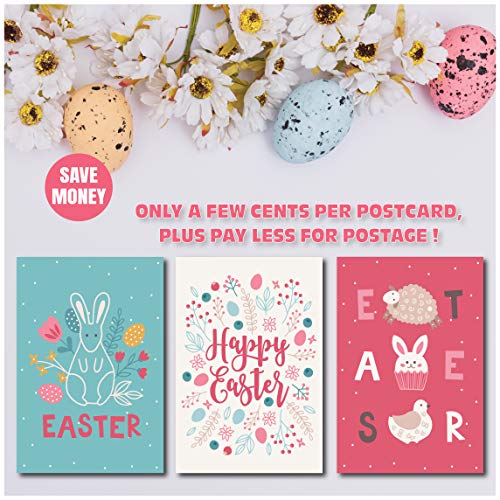 Happy Easter Postcards - (48-Pack, 6 Different Designs). 4"X6"
