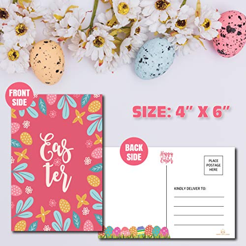 Happy Easter Postcards - (48-Pack, 6 Different Designs). 4"X6"