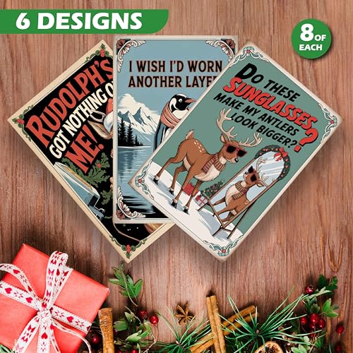 Funny Vintage Christmas Postcards for Mailing - (4"X6") Set Includes 48 Holiday Postcards