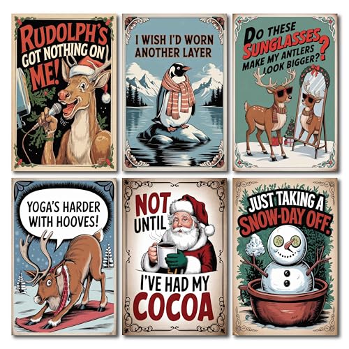 Funny Vintage Christmas Postcards for Mailing - (4"X6") Set Includes 48 Holiday Postcards