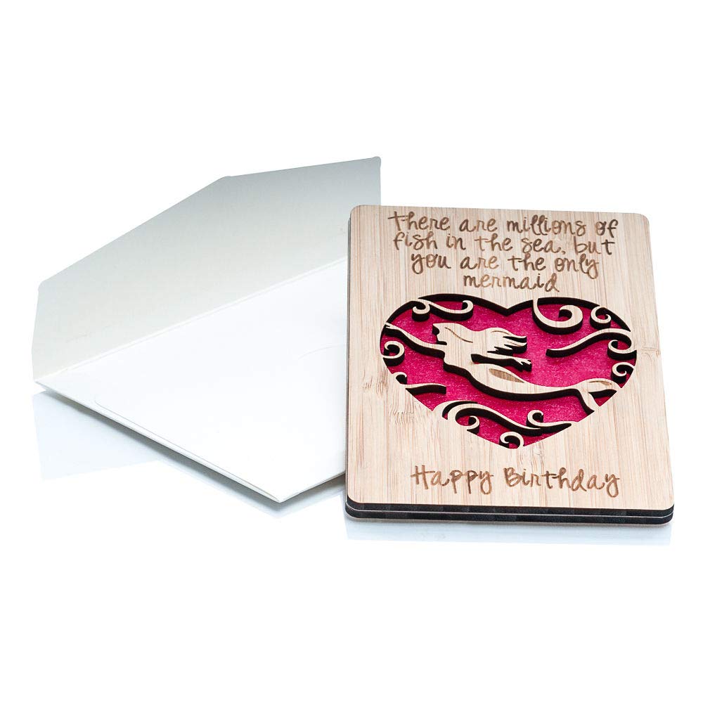 Happy Birthday Cards For Women: Birthday Card for Wife, Fiance, Lover or Her; Unique Laser Cut Mermaid Design Makes it Perfect Birthday Card for Girlfriend. Can Be Given As Birthday Gift For Women
