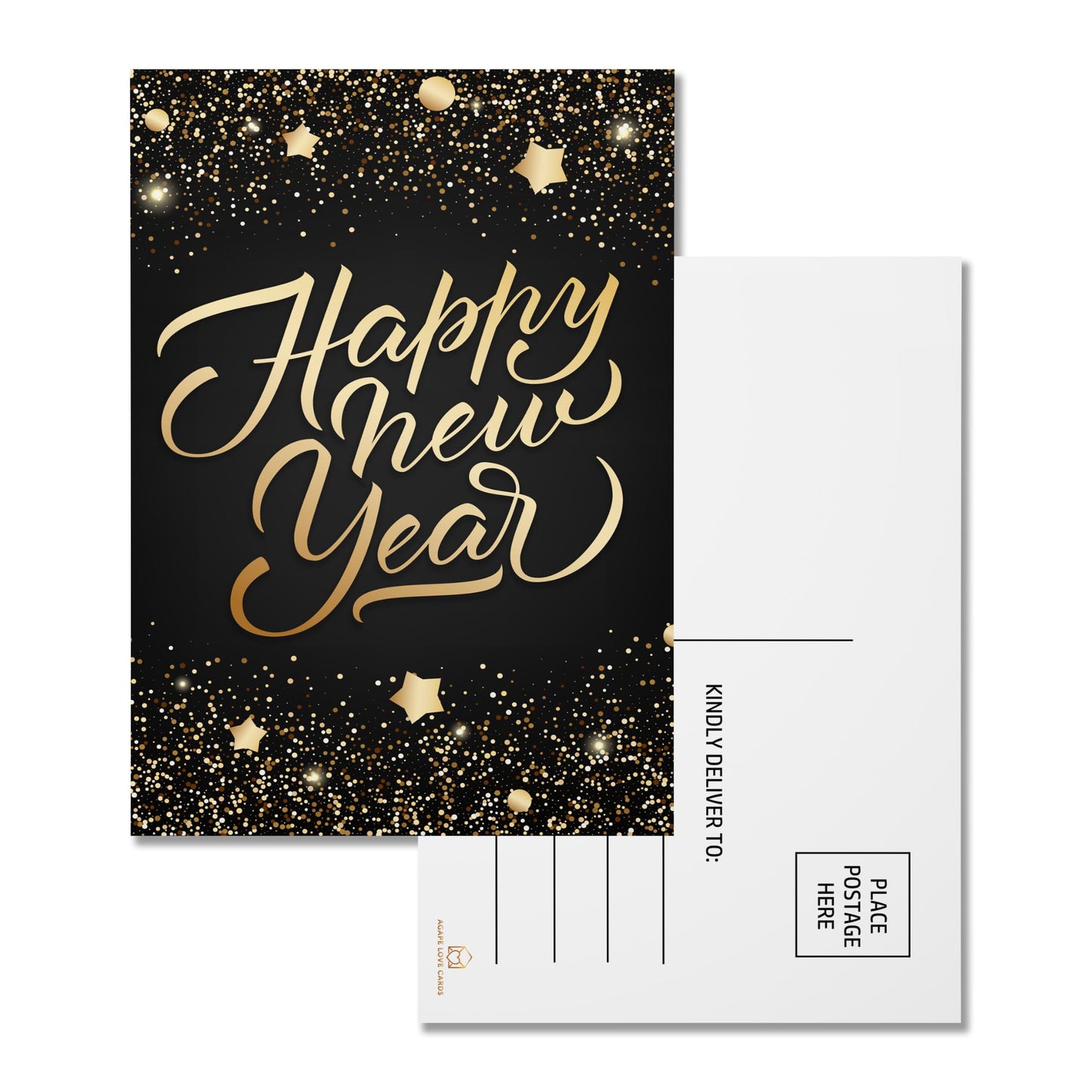 Happy New Year Postcards - Glitter