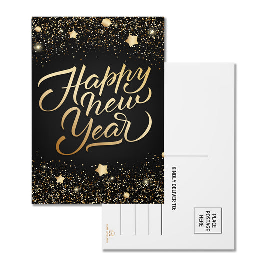Happy New Year Postcards - Glitter