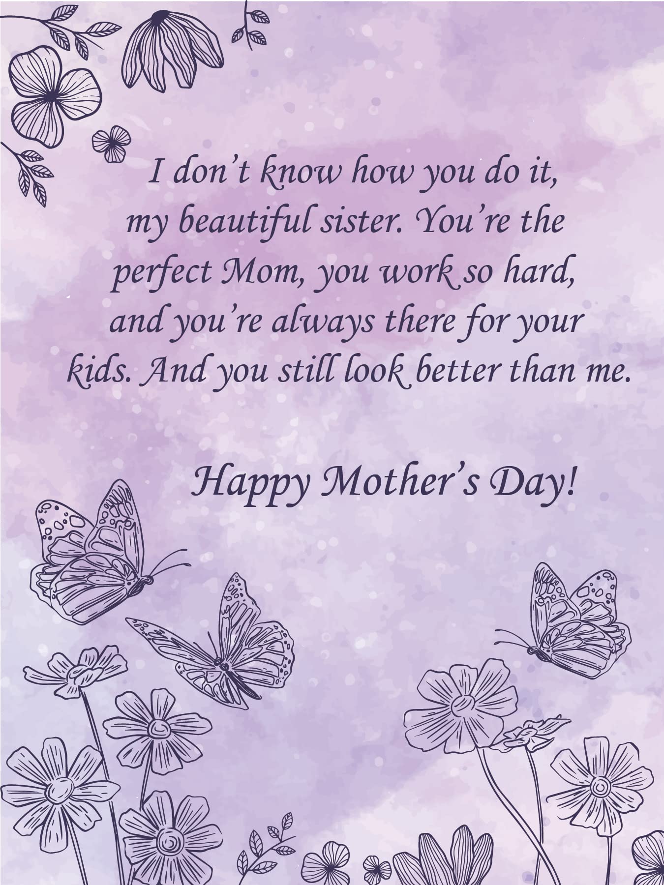 Mothers Day Card - Sister (Butterfly)