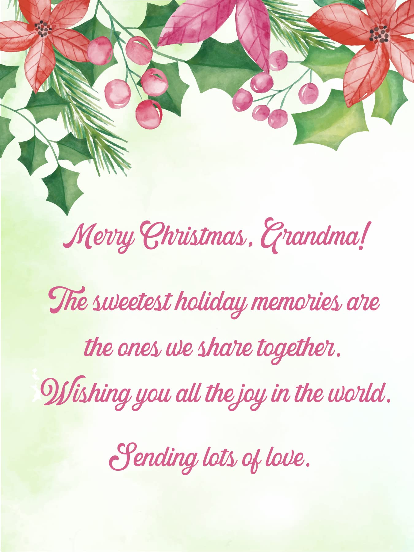 Merry Christmas Card For Grandma