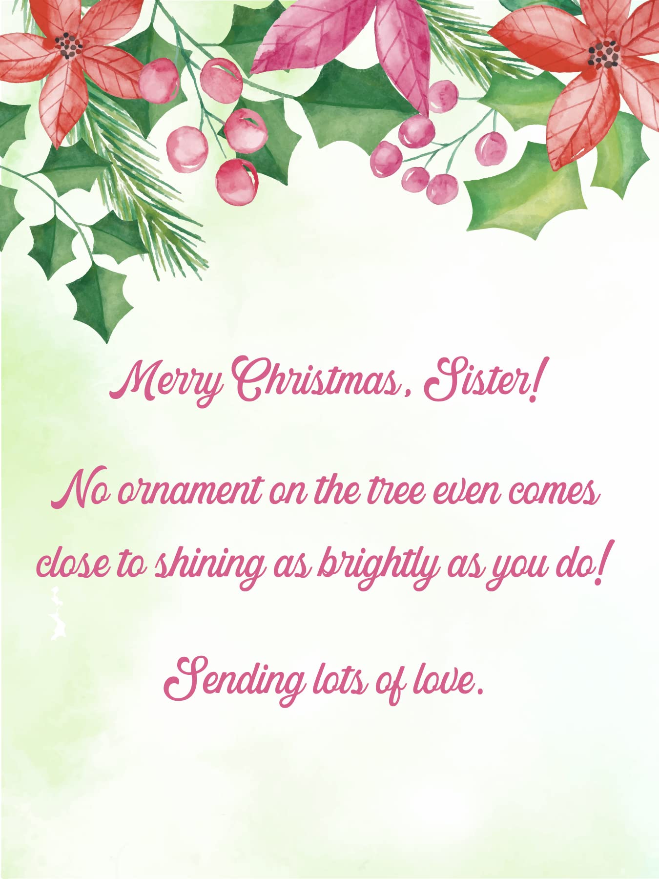 Merry Christmas Card For Sister