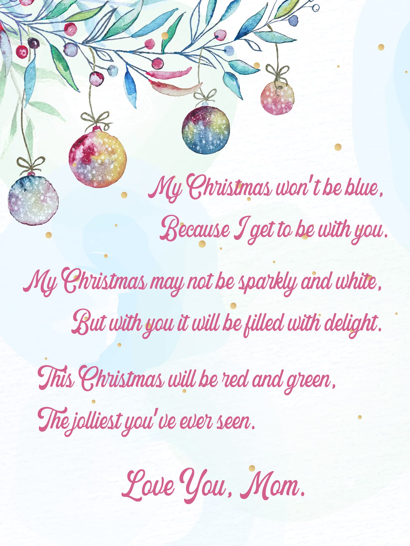 Merry Christmas Card For Mom