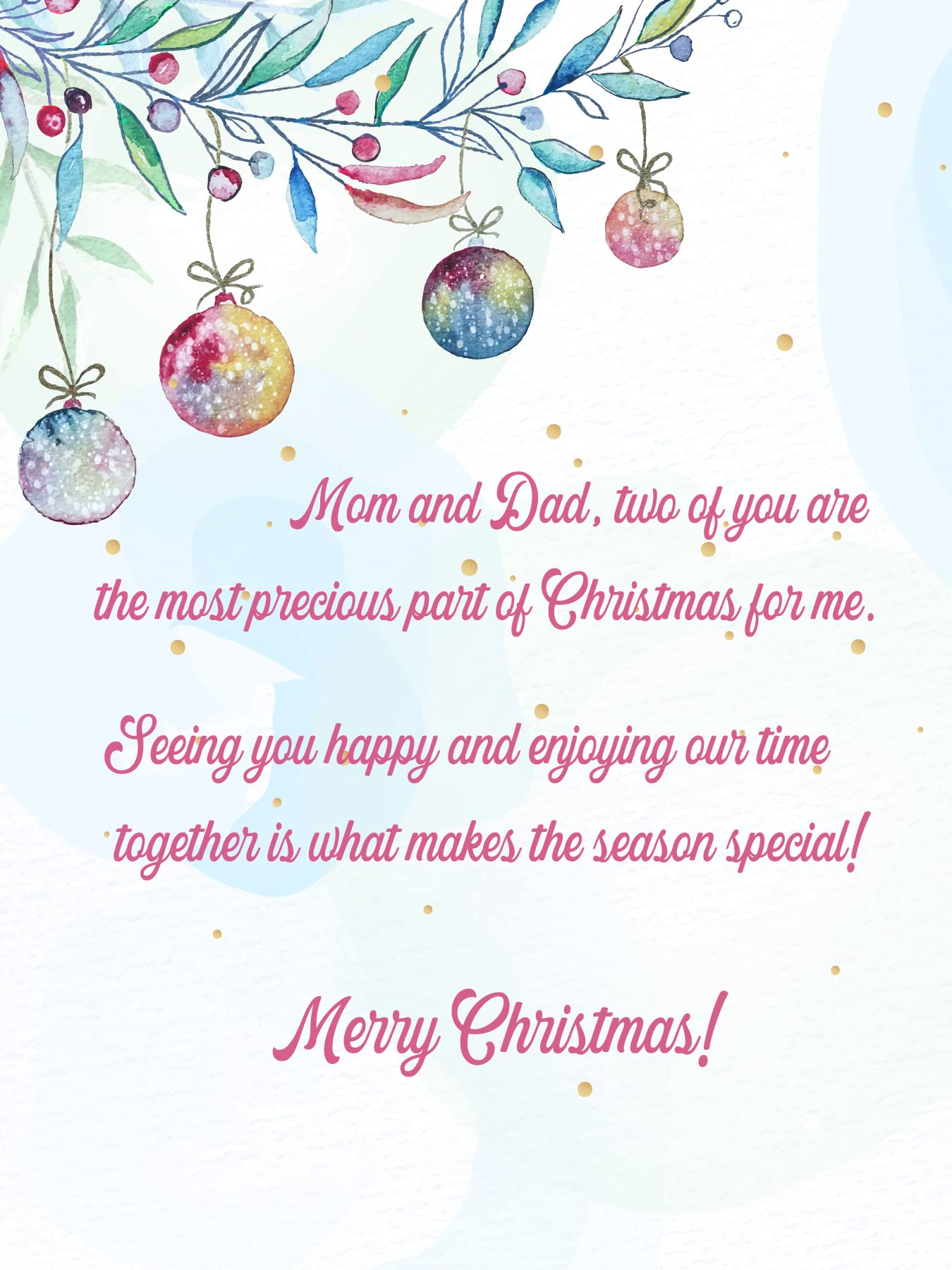Merry Christmas Card For Parents