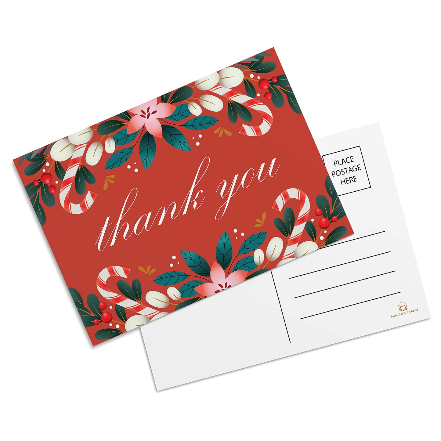 Merry Christmas Thank You Postcards - (50-Pack, 4" x 6")- Candy Cane