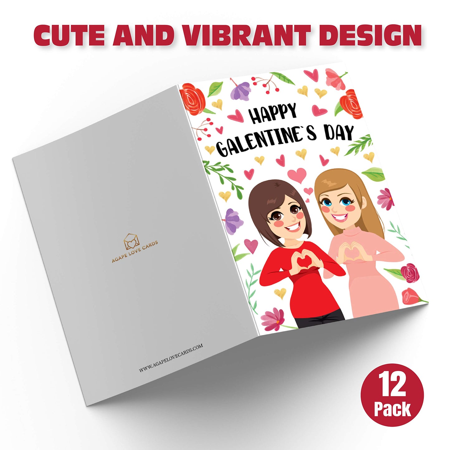 Happy Galentine's Day Cards - (12-Pack, 5 x 7 Inches), Parks and Recreation Themed Valentine's Day Cards Set (Comes With Envelopes) (12-Pack)