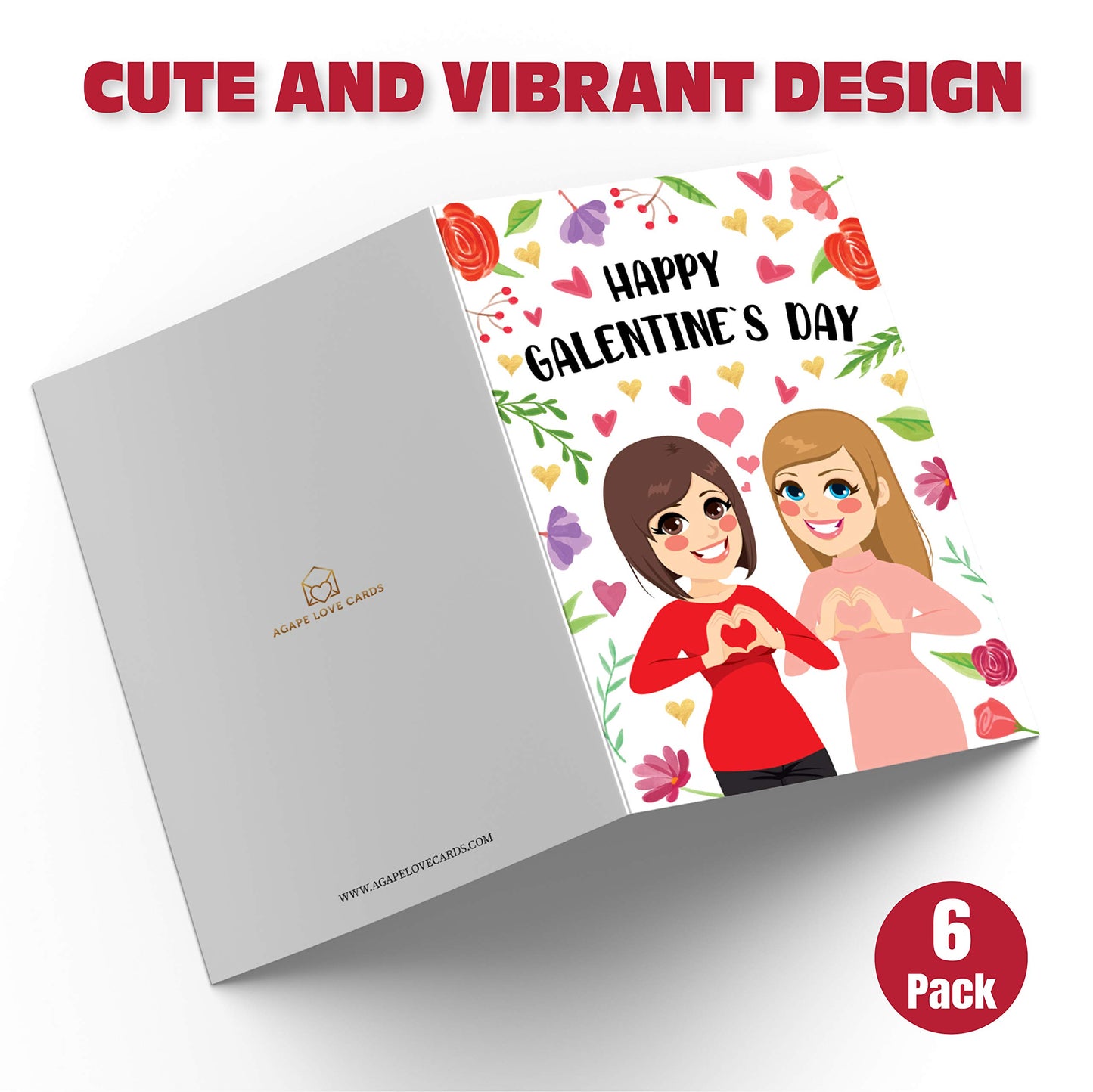 Happy Galentine's Day Cards - (6-Pack, 5 x 7 Inches), Parks and Recreation Themed Valentine's Day Cards Set (Comes With Envelopes) (6-Pack)