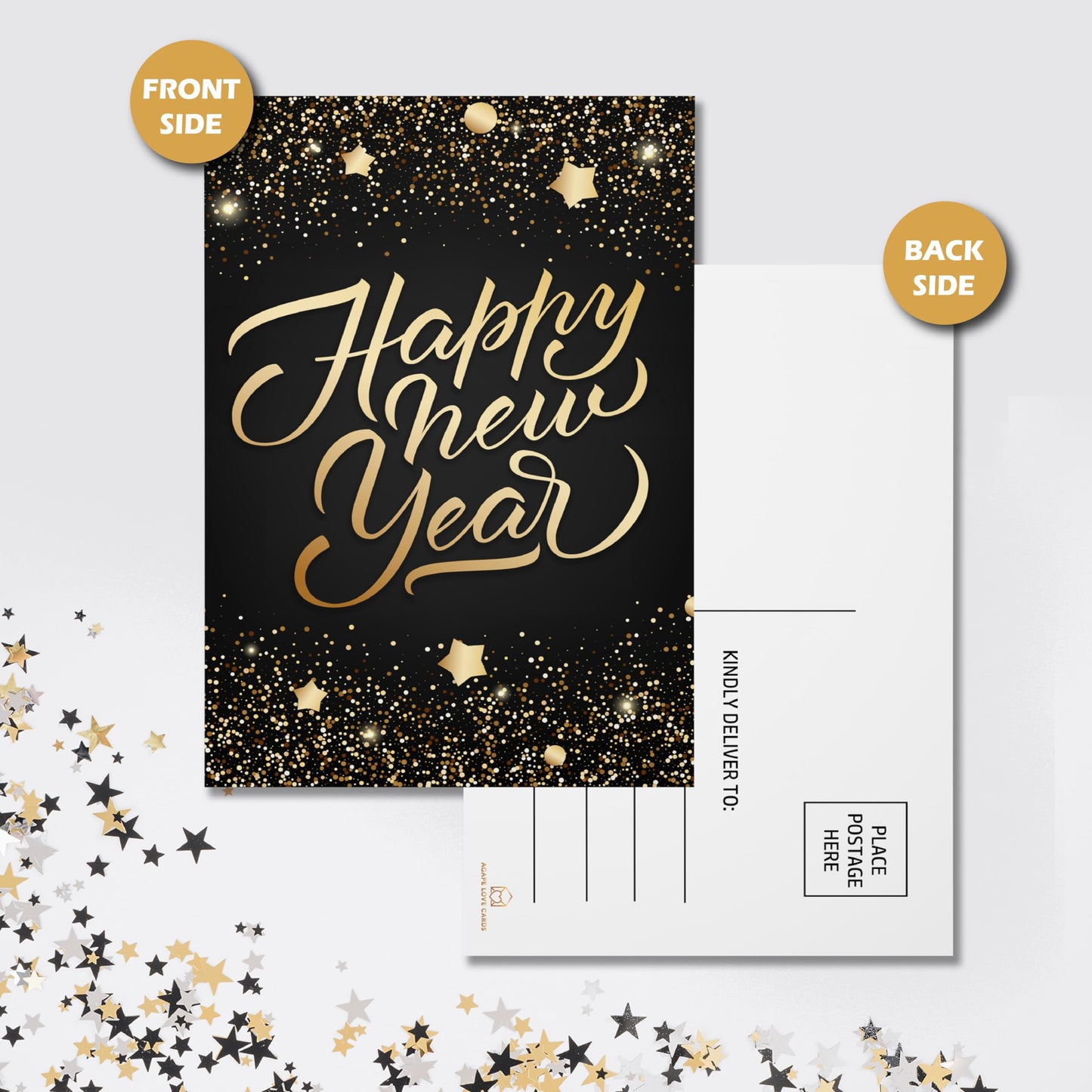 Happy New Year Postcards - Glitter