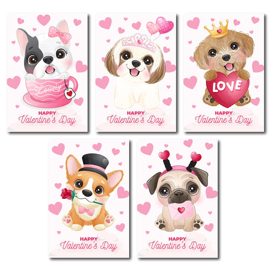Happy Valentines Day Postcards,(50 Pack) 4"X6" Dog