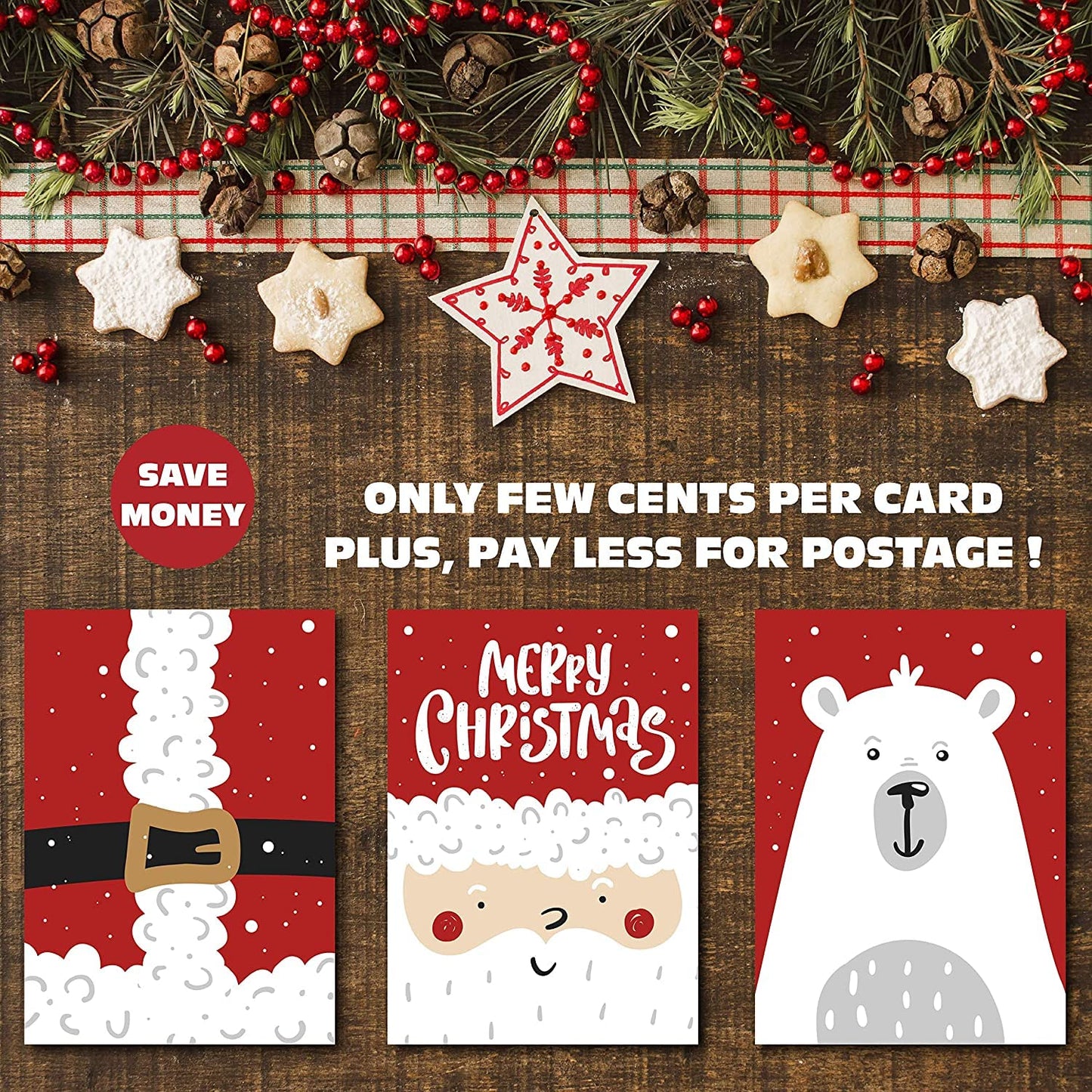 Happy Holiday Postcards / Christmas Postcards - ( 4" X 6" ) Santa