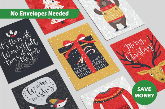 Happy Holiday Postcards / Christmas Postcards - ( 4" X 6" )