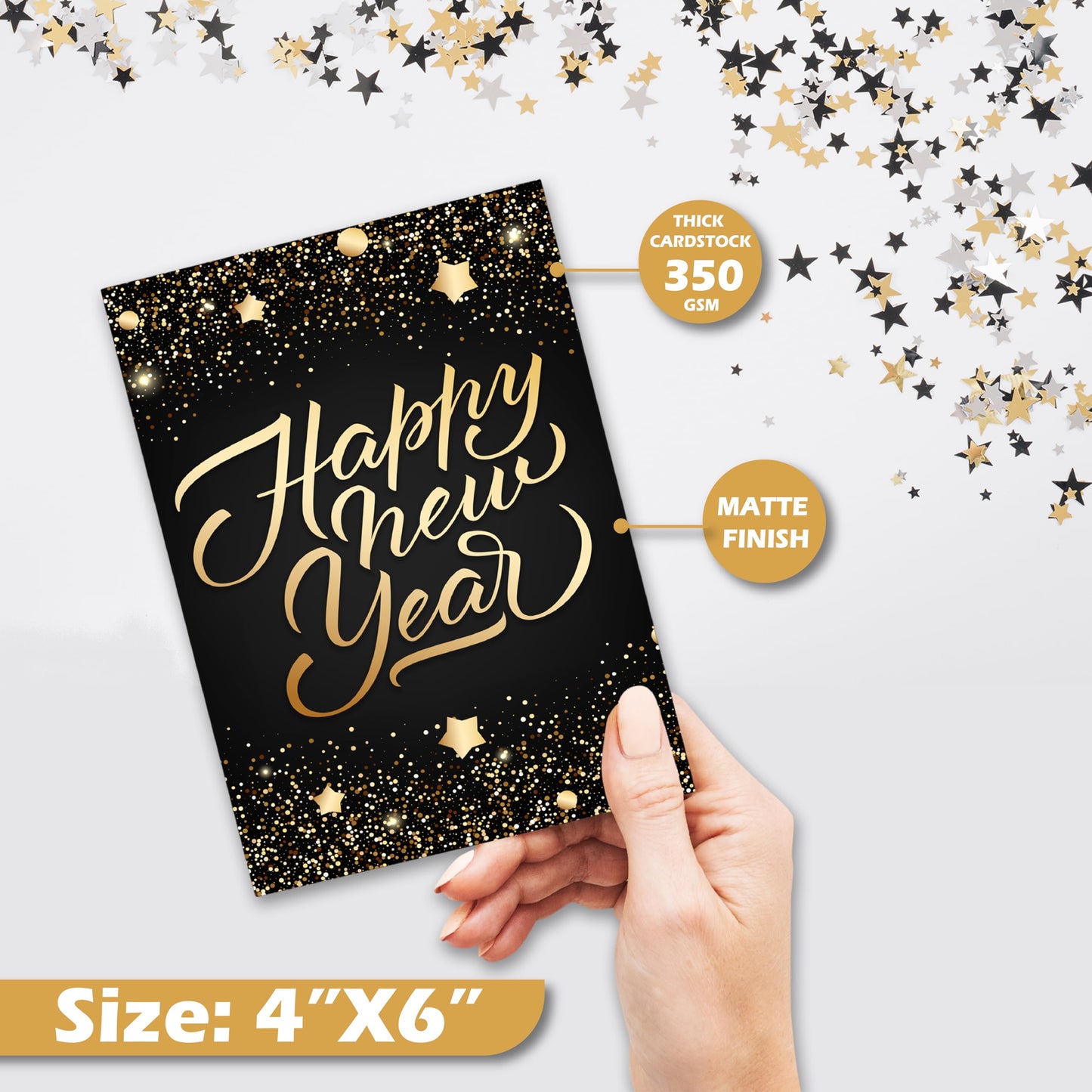 Happy New Year Postcards - Glitter