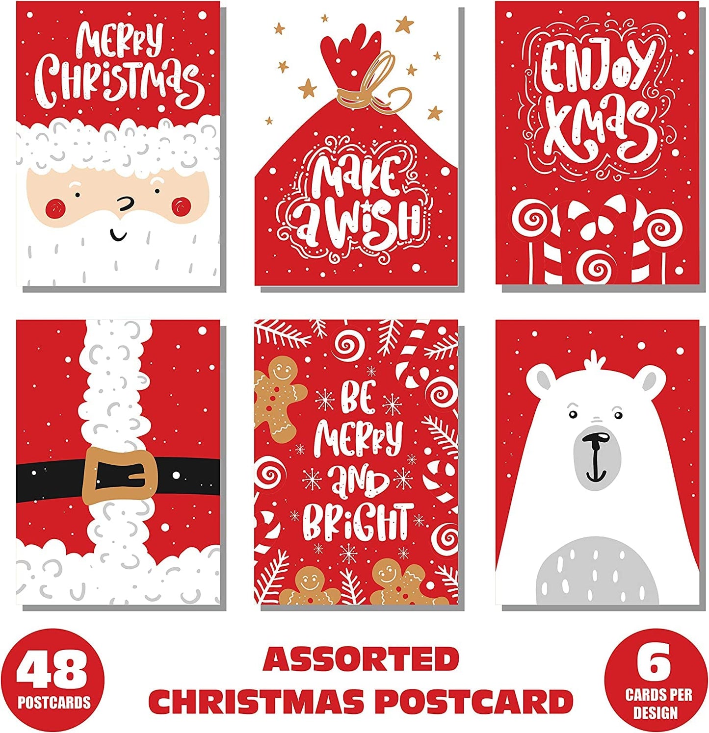 Happy Holiday Postcards / Christmas Postcards - ( 4" X 6" ) Santa