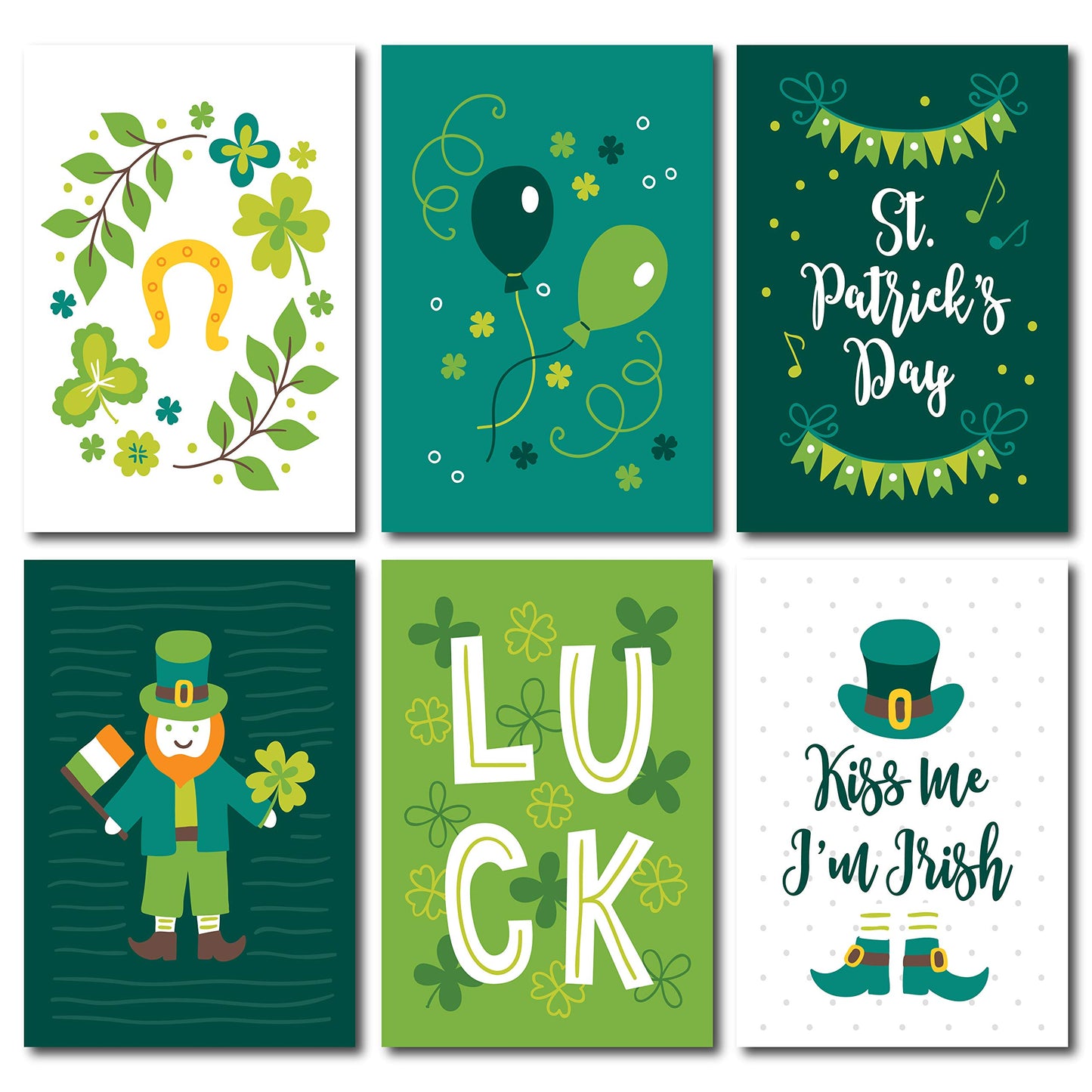 Happy St. Patrick's Day Postcards - (48-Pack, 6 Different Designs) Luck