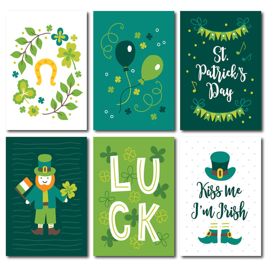 Happy St. Patrick's Day Postcards - (48-Pack, 6 Different Designs) Luck