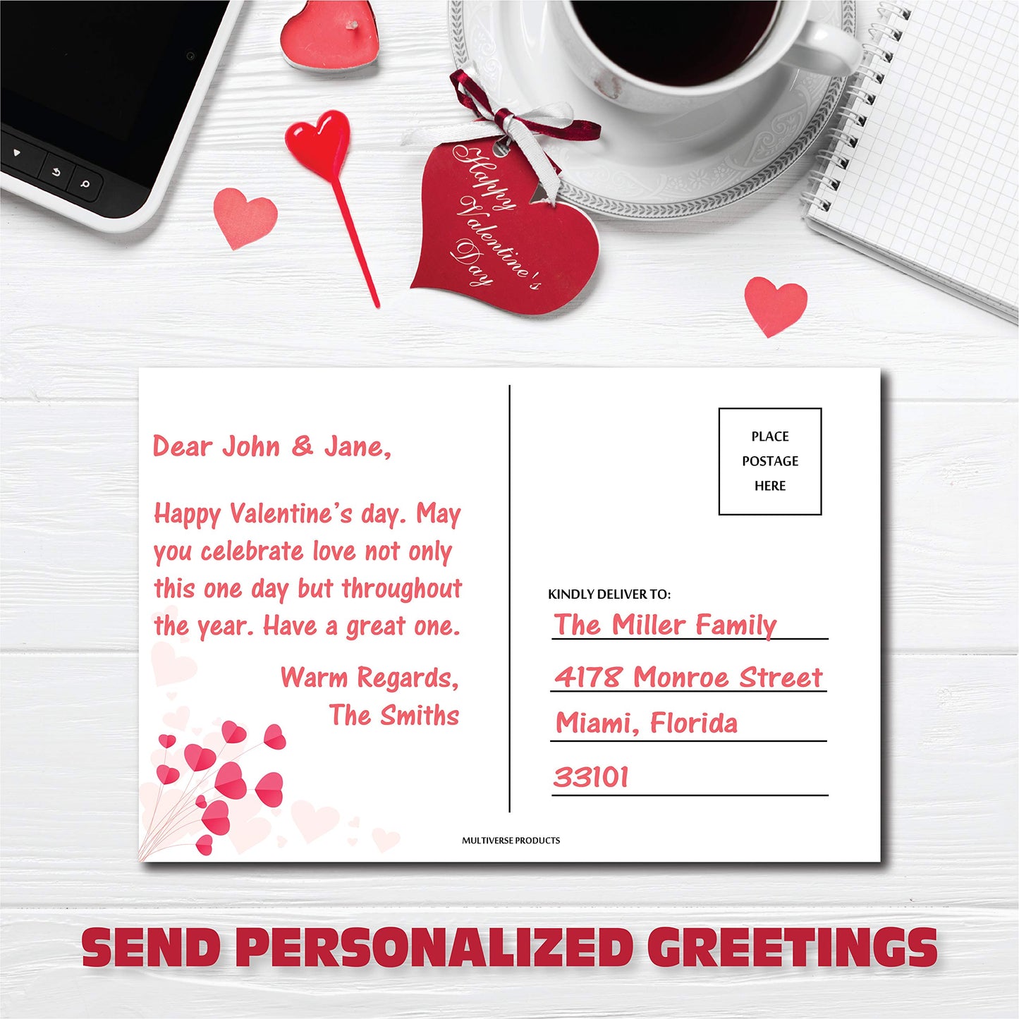 Happy Valentines Day Postcards - (48 Pack) 4"X6"