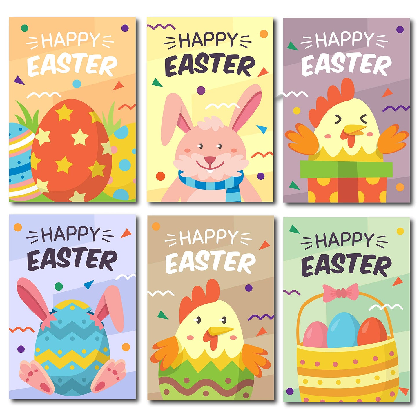 Happy Easter Postcards - (48-Pack, 6 Different Designs)
