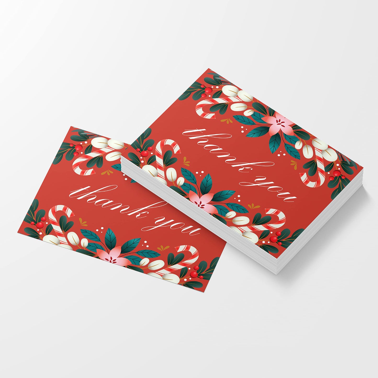 Merry Christmas Thank You Postcards - (50-Pack, 4" x 6")- Candy Cane