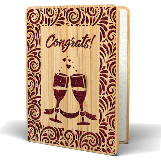 AGAPE LOVE CARDS Wedding Congratulations Card for Couple - Made From Real Bamboo | 6" X 4.5" - 1 Pack (Envelope Included) | Mr. & Mrs. Wedding Card for Bride and Groom (Just Married) (Engagement)