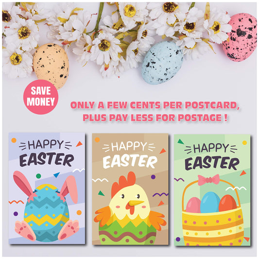 Happy Easter Postcards - (48-Pack, 6 Different Designs)