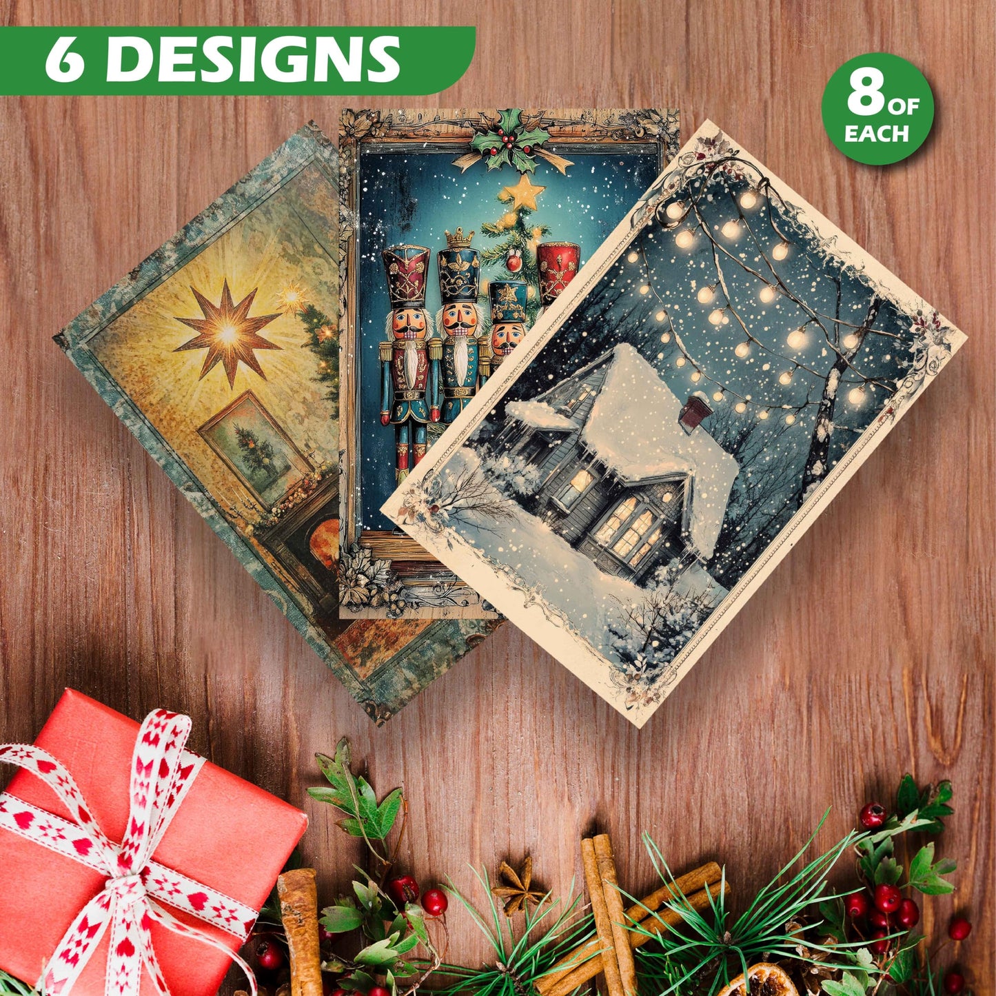 Christmas Postcards : Vintage Holiday Postcards for Mailing - (4" x 6")