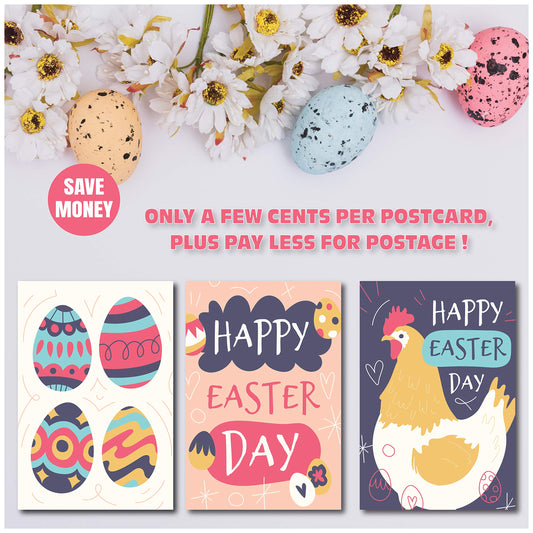 Happy Easter Postcards - (48-Pack, 6 Different Designs)