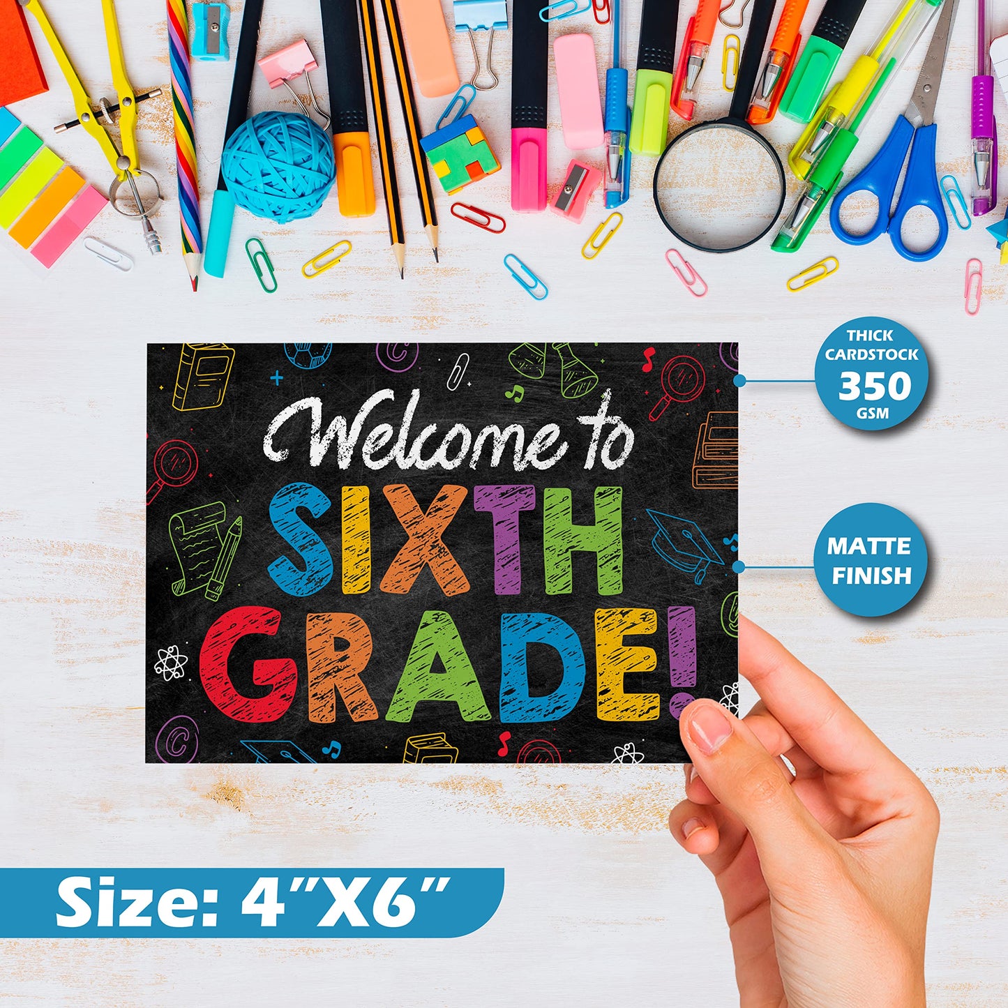 6th Grade Postcards ( Back to School ) - 50 Pack 4"X6"