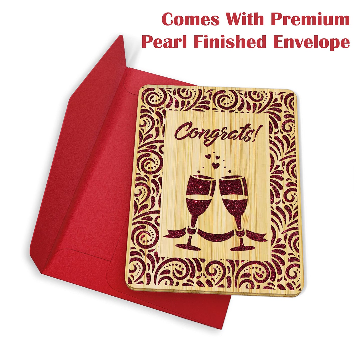 AGAPE LOVE CARDS Wedding Congratulations Card for Couple - Made From Real Bamboo | 6" X 4.5" - 1 Pack (Envelope Included) | Mr. & Mrs. Wedding Card for Bride and Groom (Just Married) (Engagement)