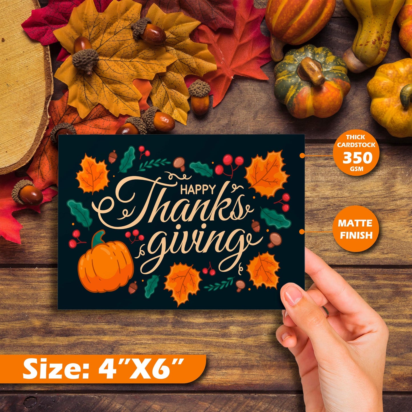 Thanksgiving Postcards 1 Design - (50 Pack) 4"X6"