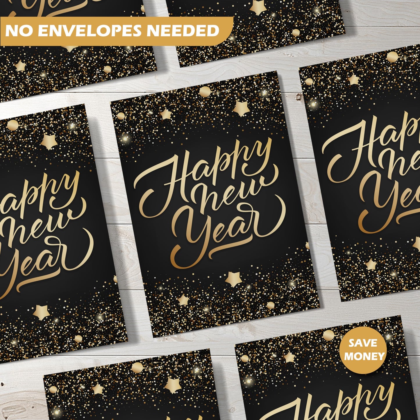 Happy New Year Postcards - Glitter
