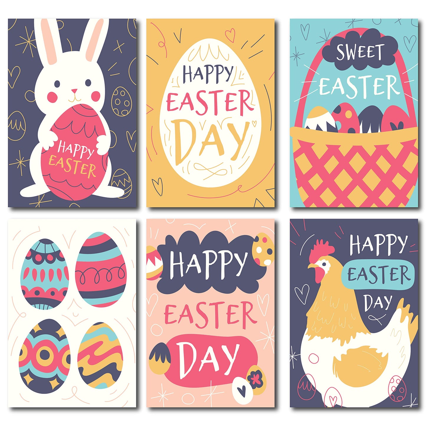 Happy Easter Postcards - (48-Pack, 6 Different Designs)