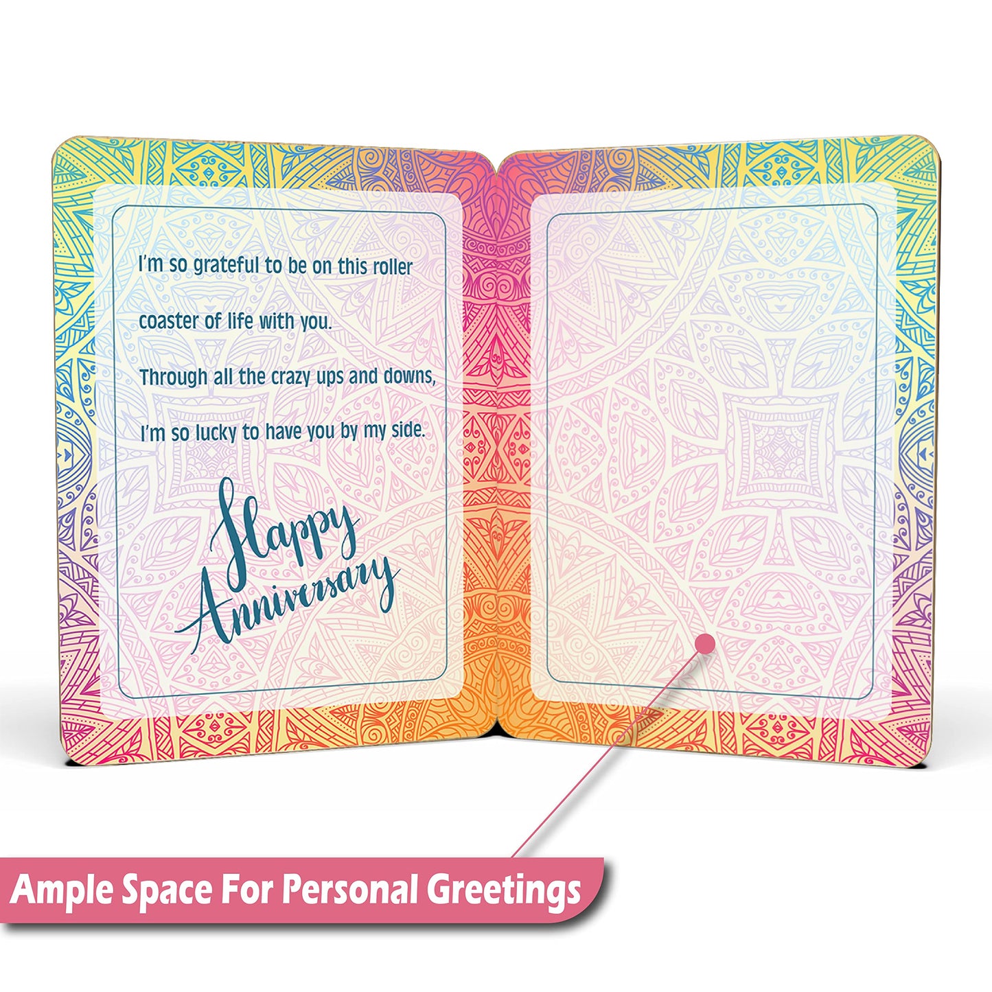 AGAPE LOVE CARDS Wedding Anniversary Card For Husband/Wife - Made From Real Bamboo | 5" X 7" - 1 Pack | Laser Cut, Mandala Themed Anniversary Card for Wife, Husband, Girlfriend, Her, Him