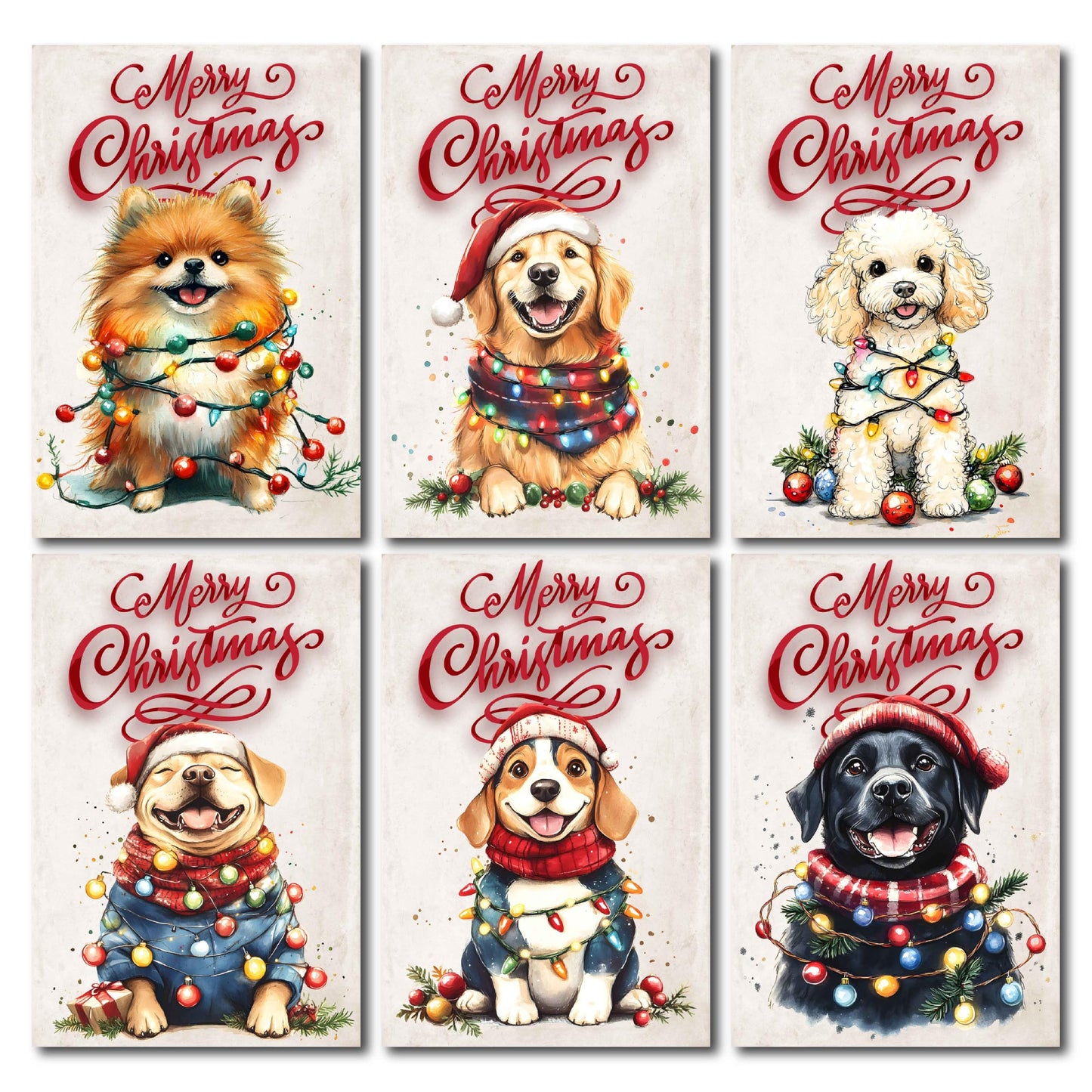 Christmas Postcards for Mailing - (4"X6") Dog