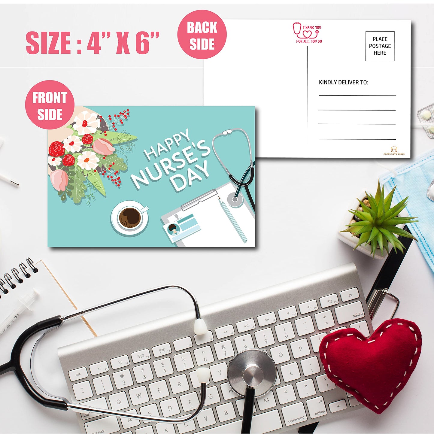 Happy Nurse`s Day / Week Postcards - (50 Pack) 4"X6"