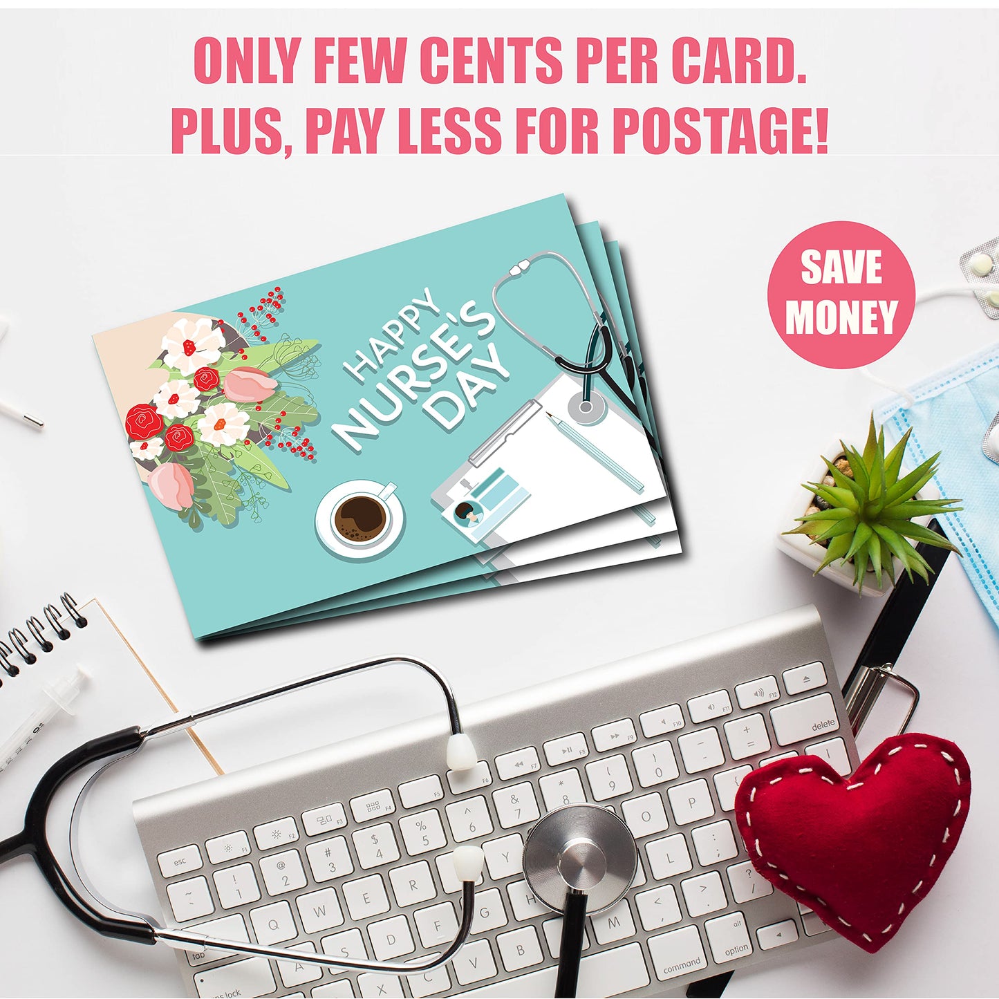 Happy Nurse`s Day / Week Postcards - (50 Pack) 4"X6"