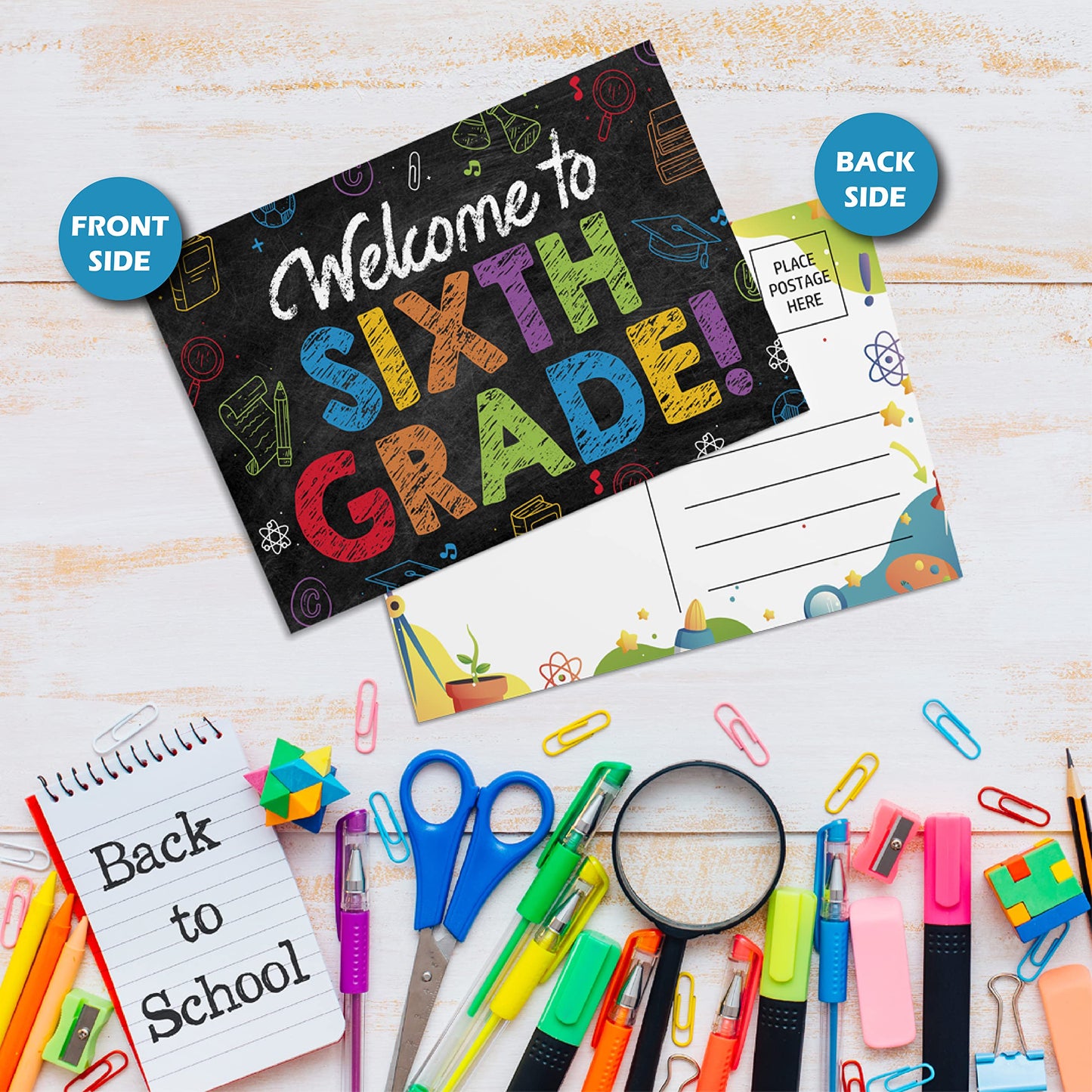 6th Grade Postcards ( Back to School ) - 50 Pack 4"X6"