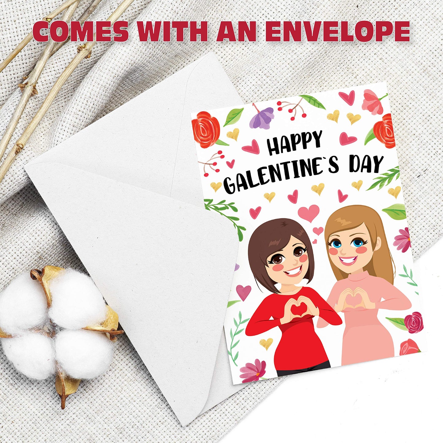 Happy Galentine's Day Cards - (12-Pack, 5 x 7 Inches), Parks and Recreation Themed Valentine's Day Cards Set (Comes With Envelopes) (12-Pack)