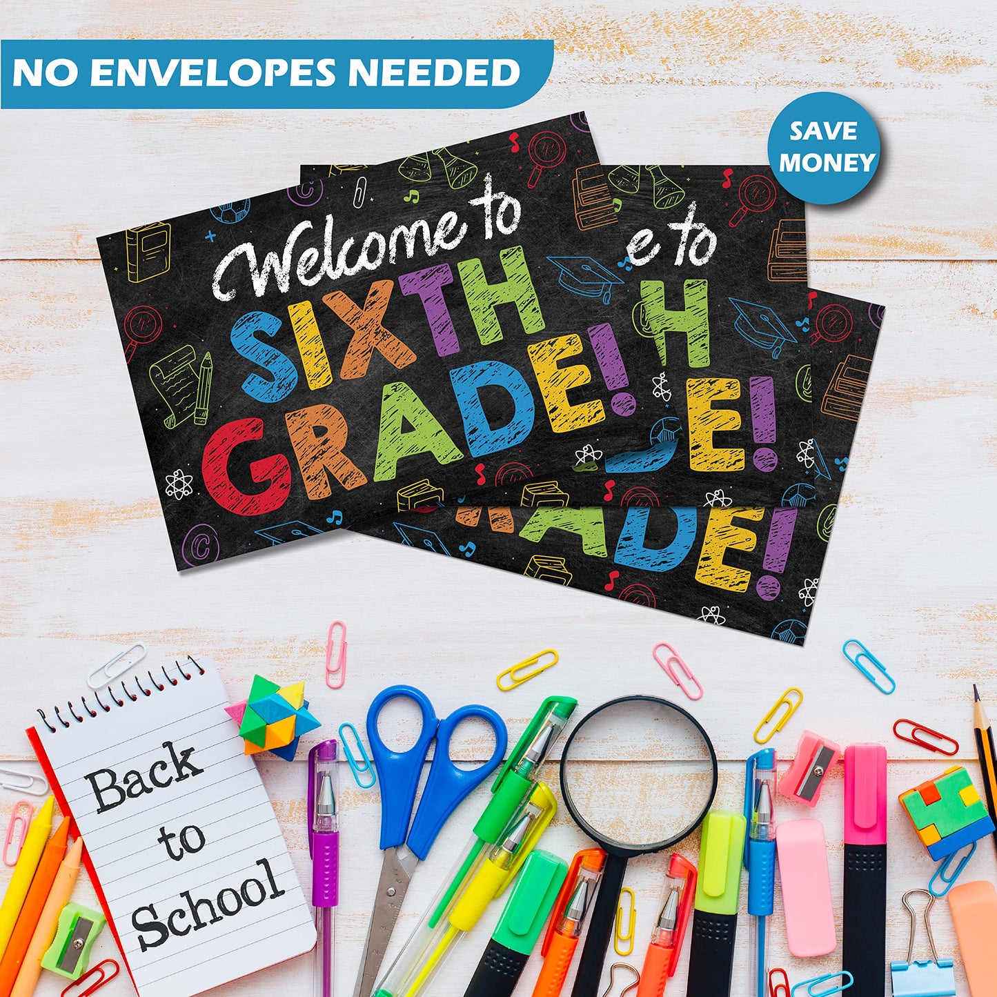 6th Grade Postcards ( Back to School ) - 50 Pack 4"X6"