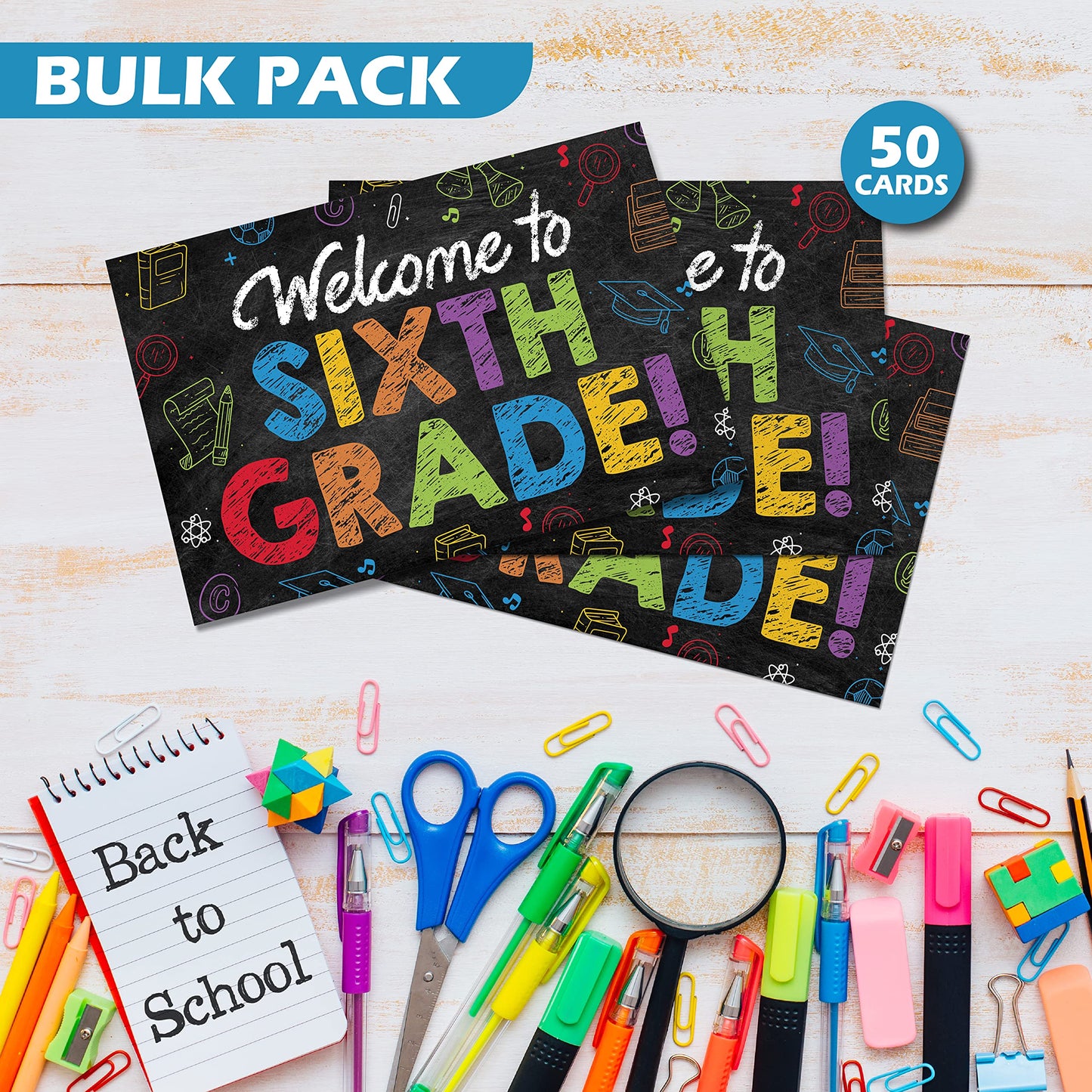 6th Grade Postcards ( Back to School ) - 50 Pack 4"X6"